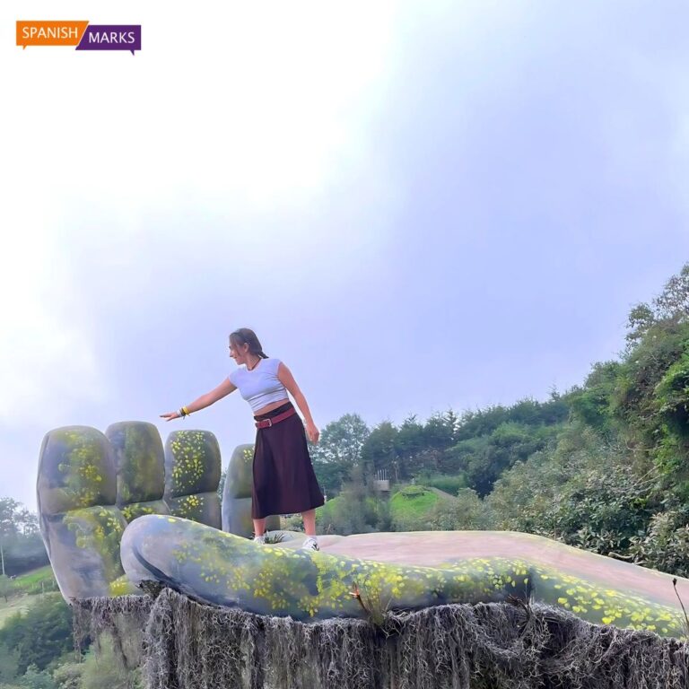 Girl posing in Hobbitenango in Guatemala